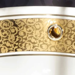 Lavabo da incasso tondo in fire clay e oro fatto in Italia, Otis