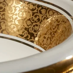 Lavabo da incasso tondo in fire clay e oro fatto in Italia, Otis