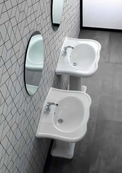 Lavabo da Parete o con Colonna in Ceramica L70cm Made in Italy Avise