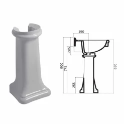 Lavabo da Parete o con Colonna in Ceramica L70cm Made in Italy Avise