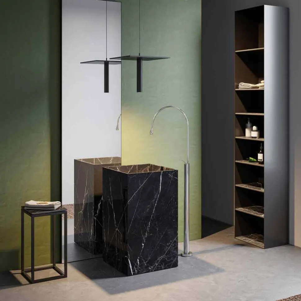 Lavabo da Terra, a Colonna, in Gres Porcellanato, Lusso Made in Italy - Calogero