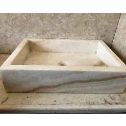Lavabo design da appoggio in onice, pietra naturale, Jef, pezzo unico