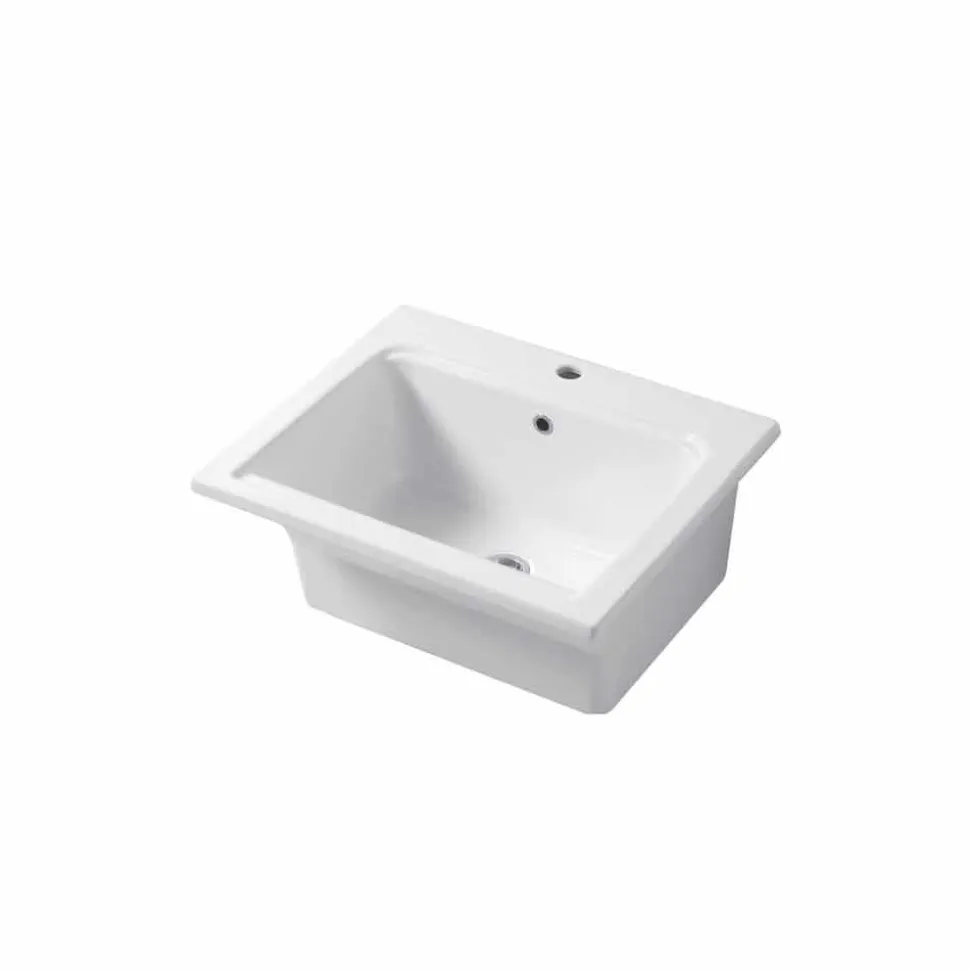 Lavabo Design Moderno da Appoggio e Incasso in Ceramica Satri