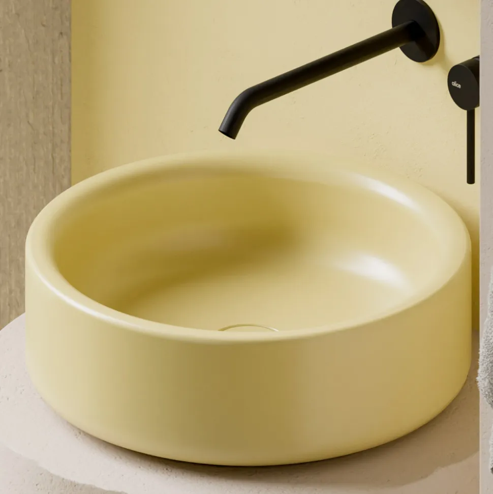 Lavabo Diametro 42 cm da Appoggio in Ceramica Made in Italy - Ragazza