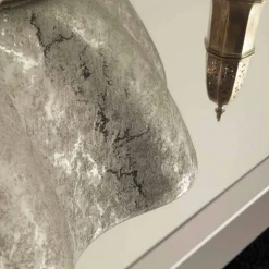 Lavabo di design da appoggio ceramica bianco argento made Italy Cubo