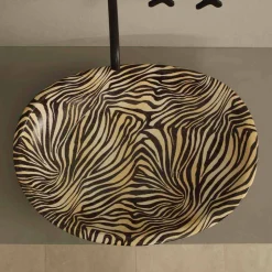 Lavabo di design da appoggio ceramica zebra arancio made Italy Glossy