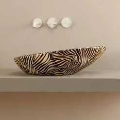 Lavabo di design da appoggio ceramica zebra arancio made Italy Glossy