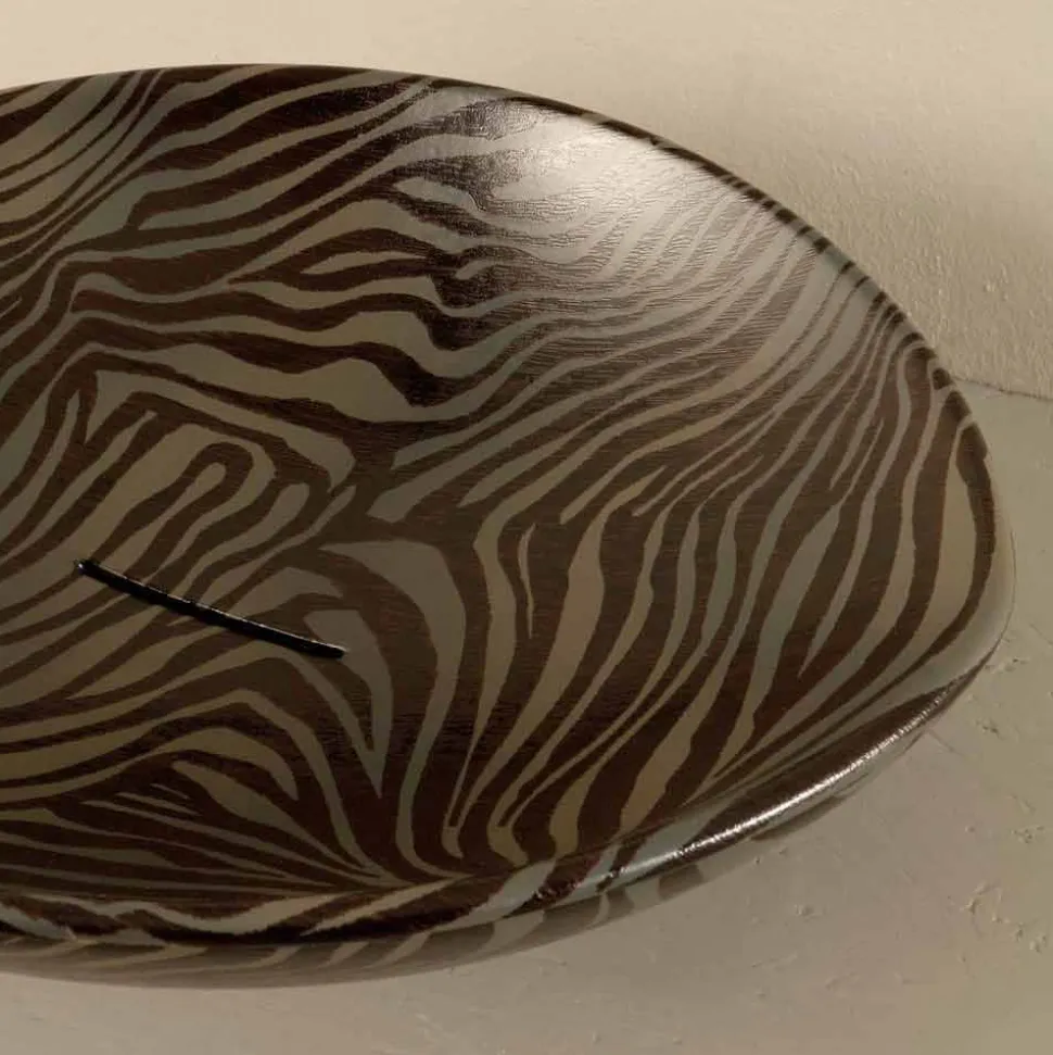 Lavabo di design da appoggio ceramica zebrata nero made Italy Animals