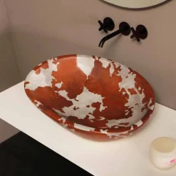 Lavabo di design da appoggio ceramica cavallino made in Italy Glossy