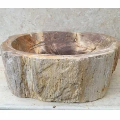 Lavabo di design da appoggio in legno fossile Star Big, fatto a mano