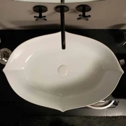 Lavabo di design da appoggio in ceramica bianco made in italy Oscar
