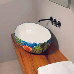 Lavabo di design da appoggio in ceramica disegnata made in Italy Oscar