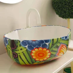 Lavabo di design da appoggio in ceramica disegnata made in Italy Oscar