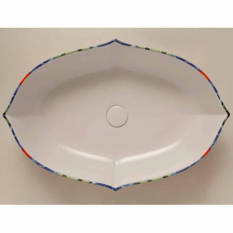 Lavabo di design da appoggio in ceramica disegnata made in Italy Oscar