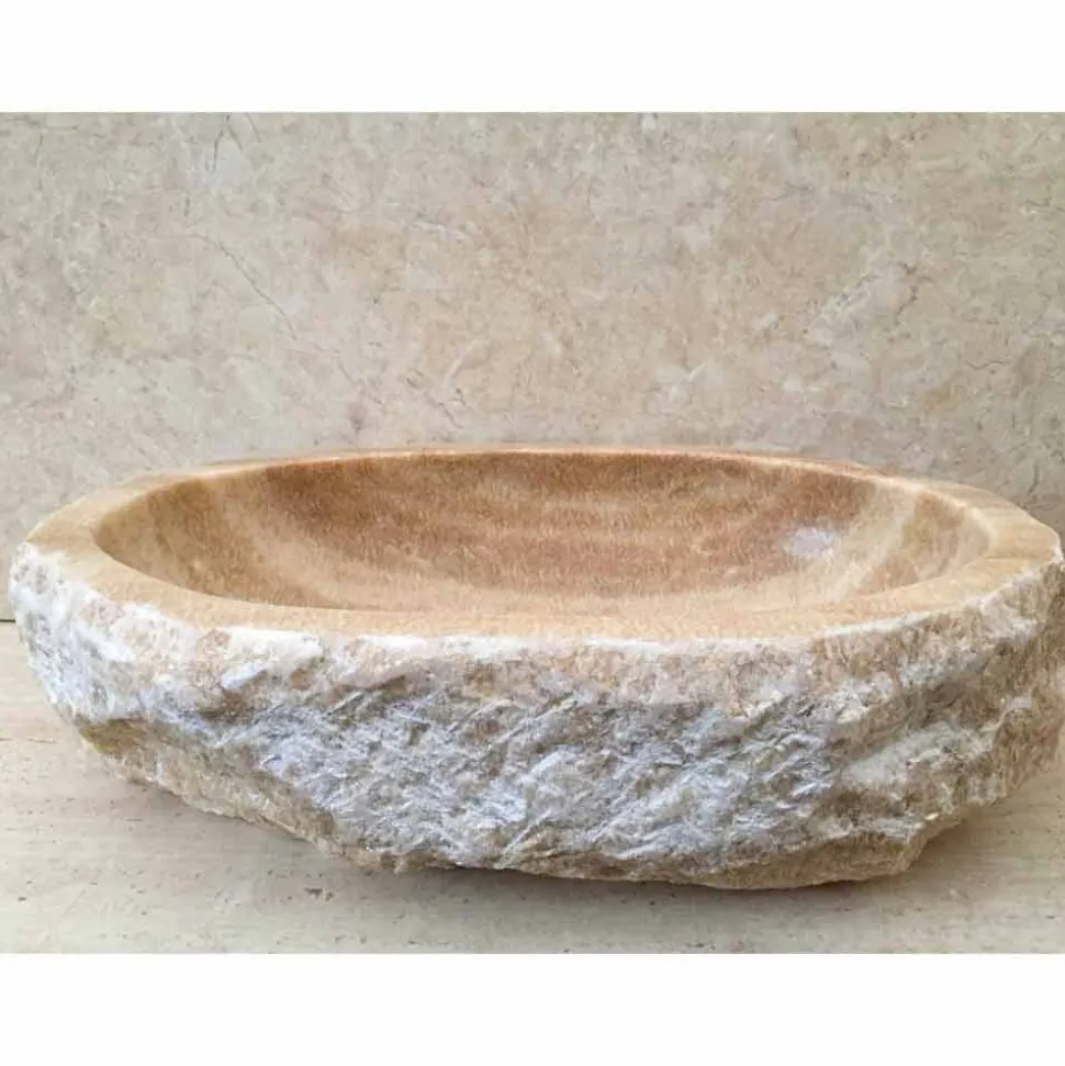 Lavabo di design da appoggio per bagno Laia in pietra naturale