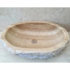 Lavabo di design da appoggio per bagno Laia in pietra naturale