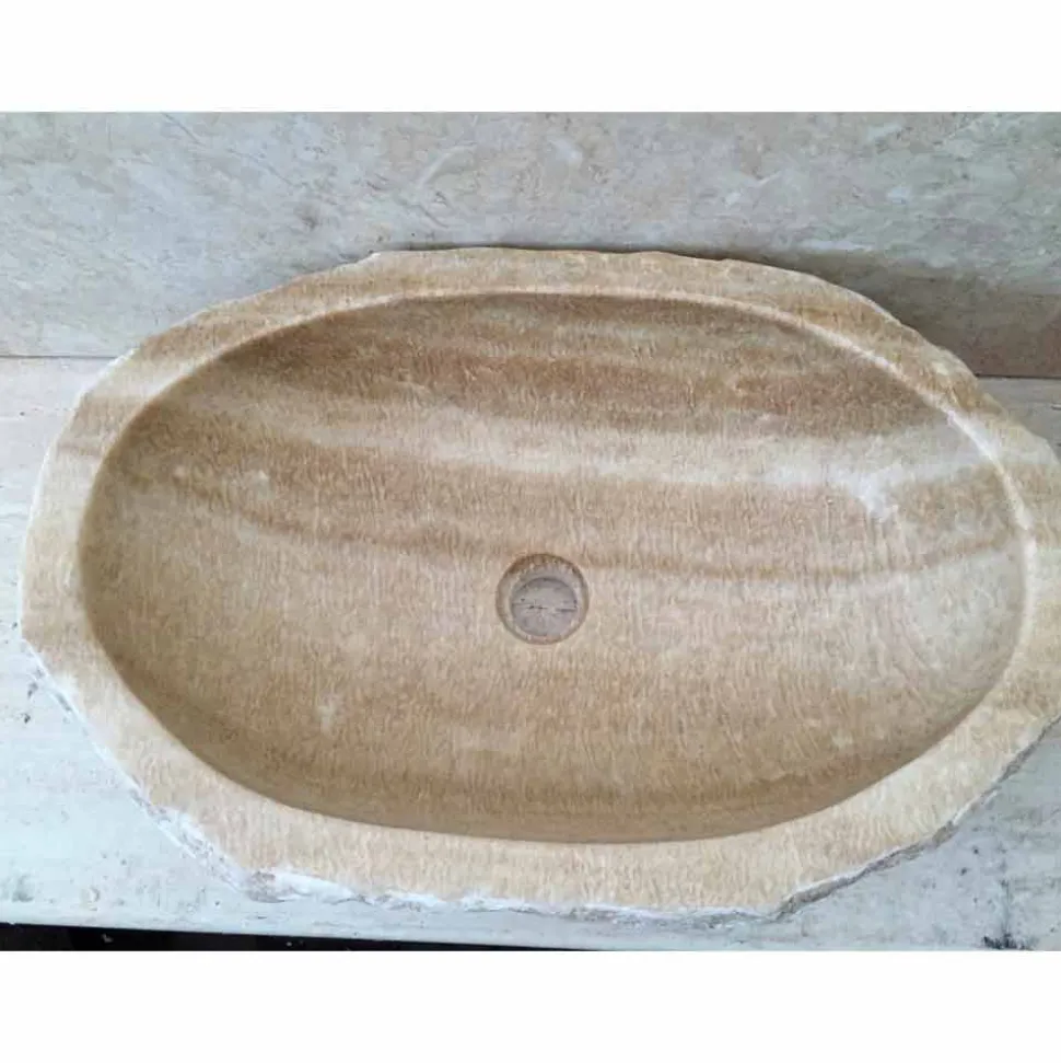 Lavabo di design da appoggio per bagno Laia in pietra naturale