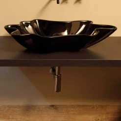 Lavabo di design moderno da appoggio ceramica nero made Italy Rayan