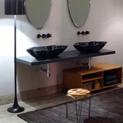 Lavabo di design moderno da appoggio ceramica nero made Italy Rayan