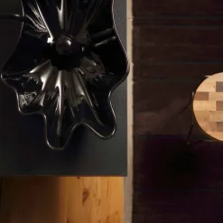 Lavabo di design moderno da appoggio ceramica nero made Italy Rayan