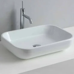 Lavabo di Design Monoforo da Appoggio o Parete in Ceramica Riardo