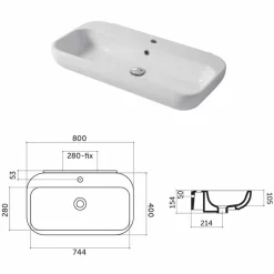 Lavabo di Design Monoforo da Appoggio o Parete in Ceramica Riardo