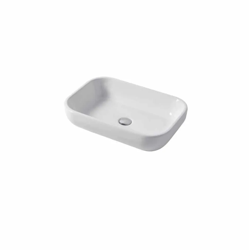 Lavabo di Design Monoforo da Appoggio o Parete in Ceramica Riardo