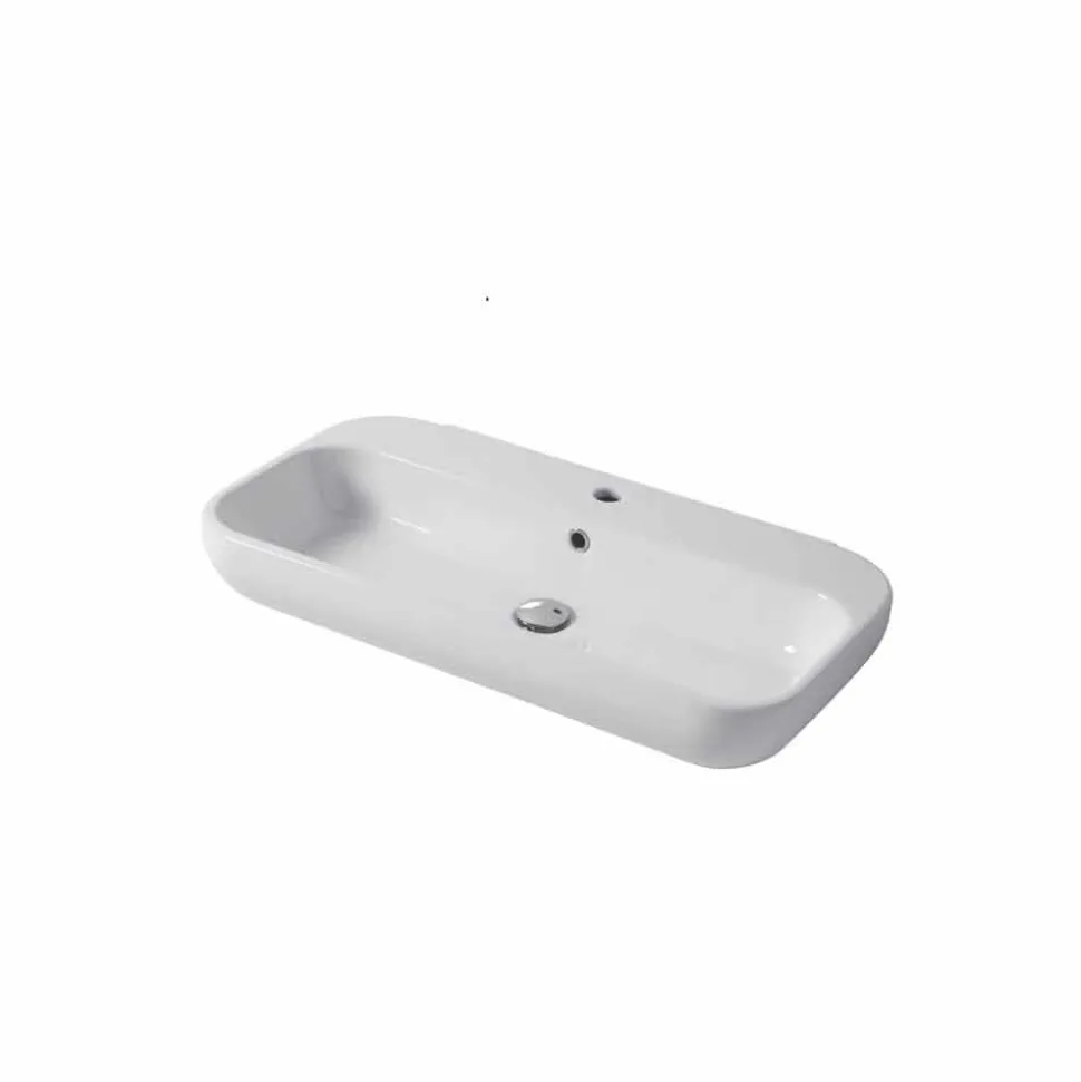 Lavabo di Design Monoforo da Appoggio o Parete in Ceramica Riardo