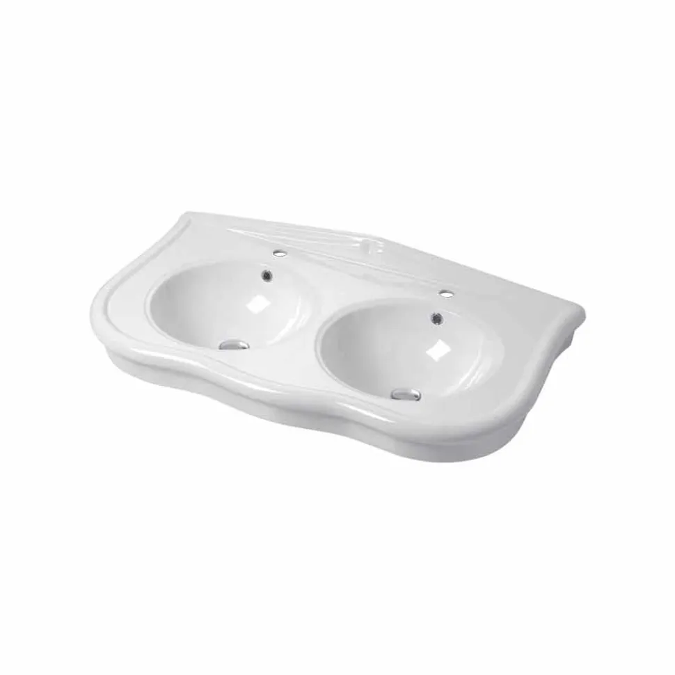 Lavabo Doppio a Consolle o a Parete in Ceramica Moderno Avise