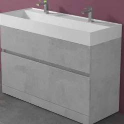 Lavabo Doppio con Mobile da Terra Design da Bagno Moderno in Laminato - Pompei