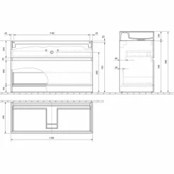 Lavabo Doppio con Mobile da Terra Design da Bagno Moderno in Laminato - Pompei