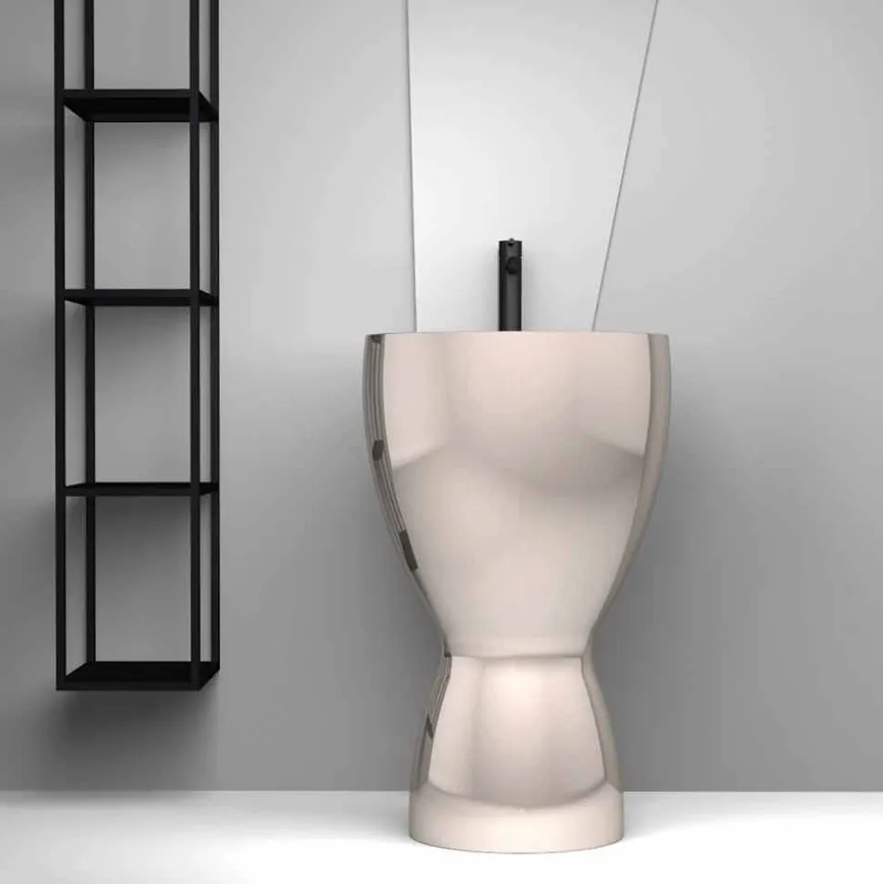 Lavabo freestanding moderno in ceramica prodotto in Italia, Basile
