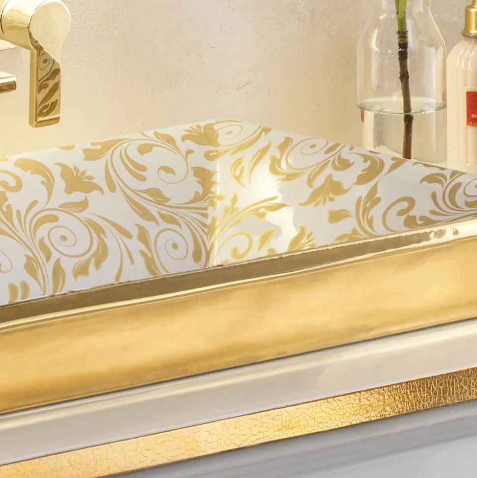 Lavabo Fuso a Mano in Fire Clay con Decori Colorati Made in Italy - Aulente