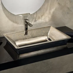 Lavabo Fuso a Mano in Fire Clay con Decori Colorati Made in Italy - Aulente