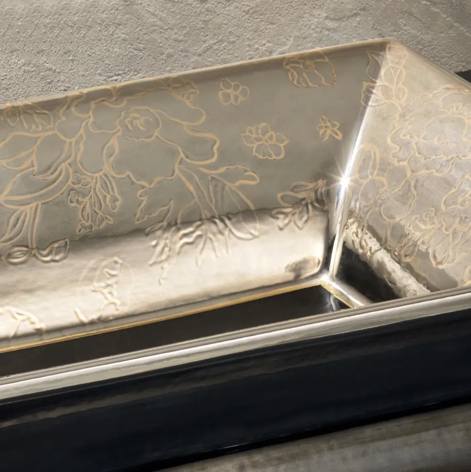Lavabo Fuso a Mano in Fire Clay con Decori Colorati Made in Italy - Aulente
