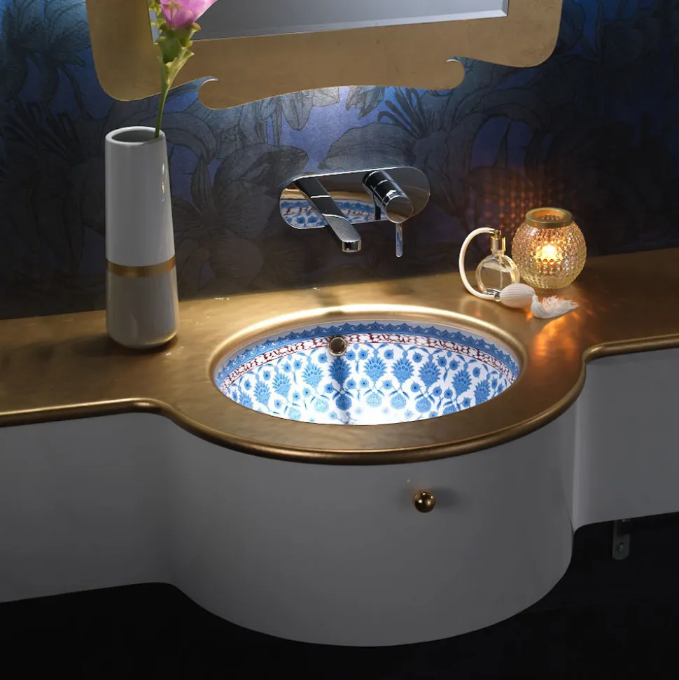 Lavabo Incassato in Fire Clay con Decoro Marrakesh Made in Italy - Erioli