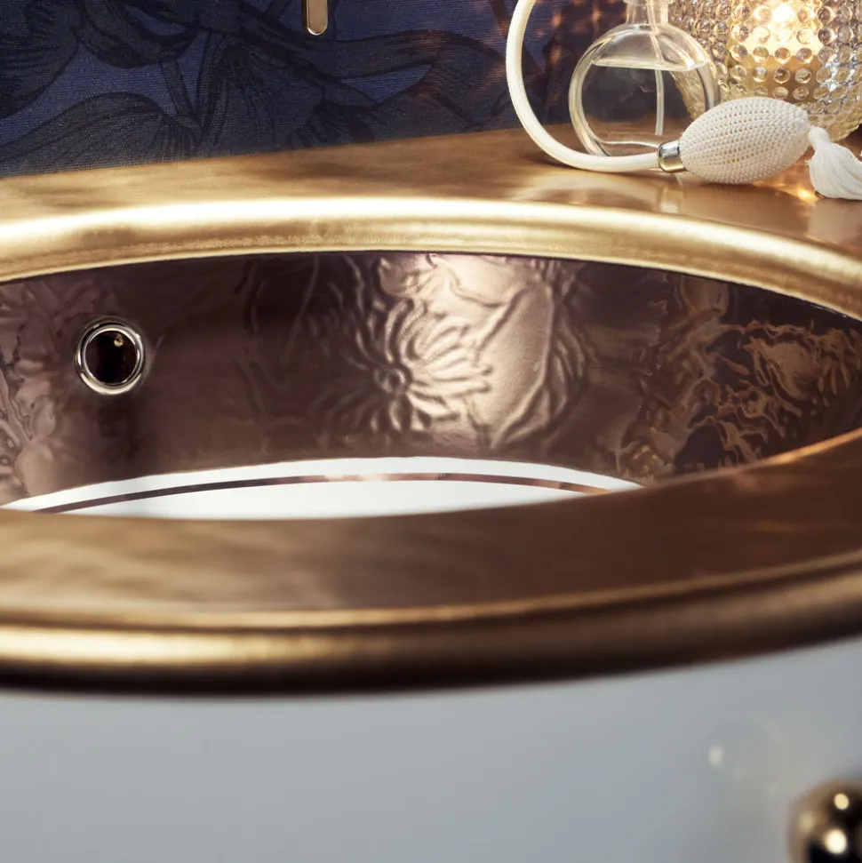 Lavabo Incassato in Fire Clay con Banda in Diverse Finiture Made in Italy - Erioli