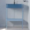 Lavabo in Ceramica con Struttura a Terra con Ripiano Made in Italy - Graffa