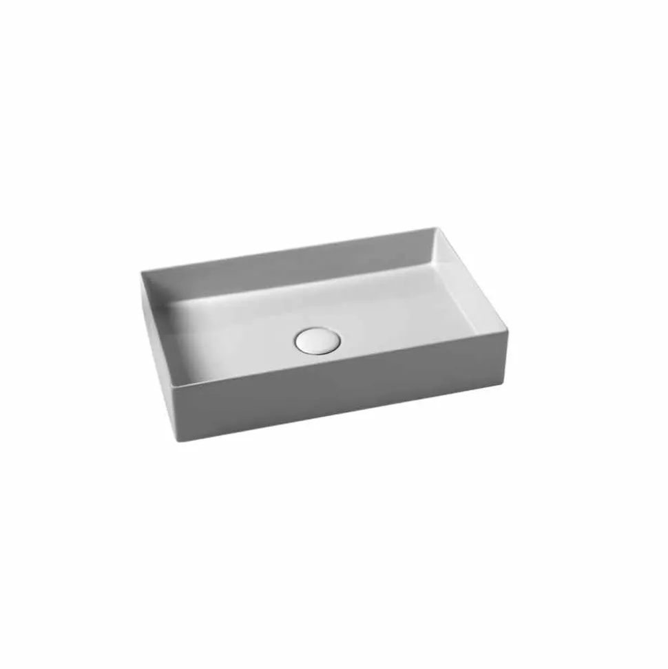 Lavabo in ceramica da appoggio design moderno Sun 60x37, made in Italy