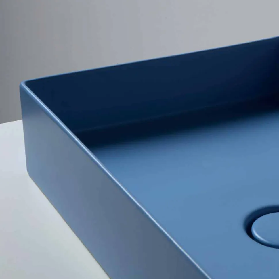 Lavabo in ceramica da appoggio design moderno Sun 60x37, made in Italy