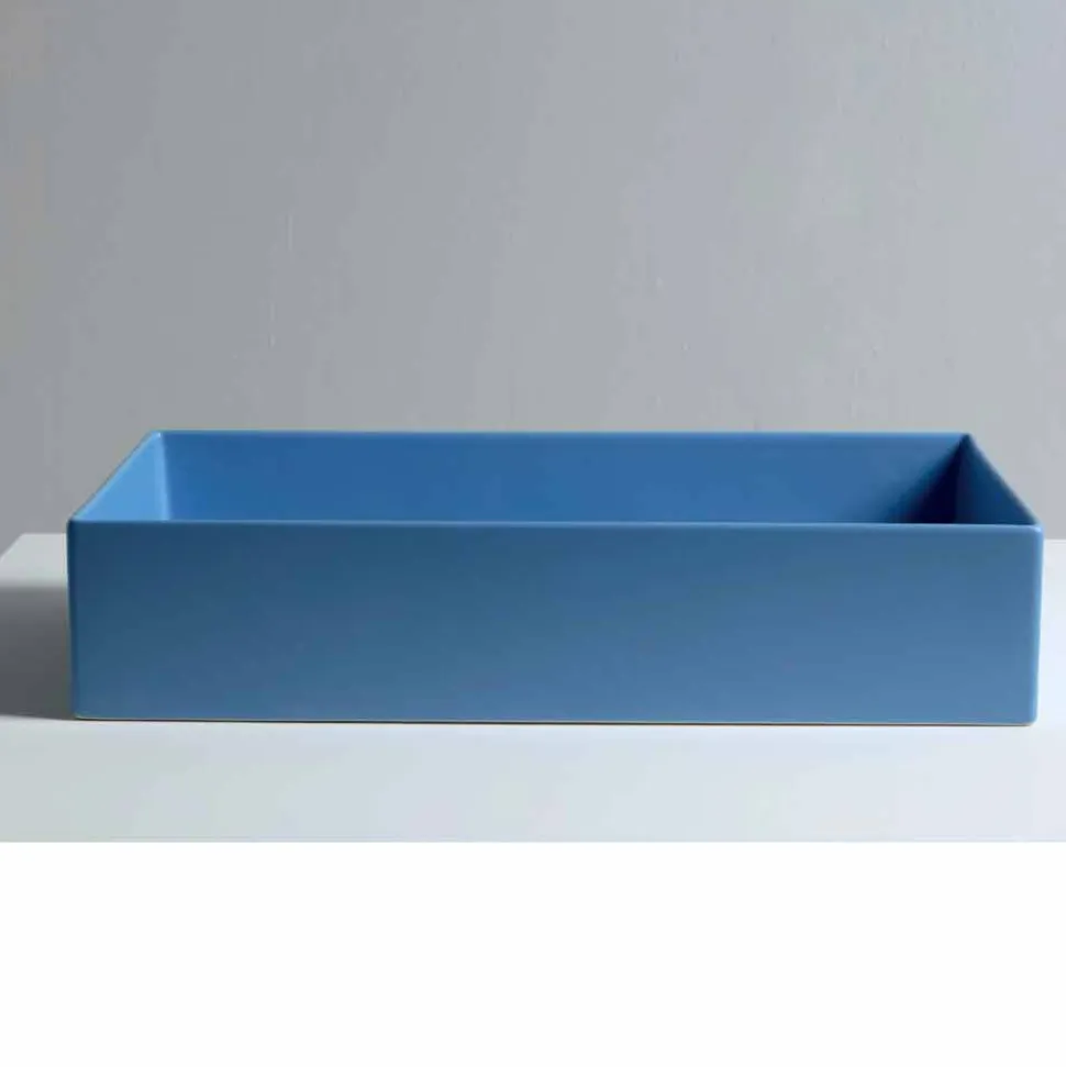 Lavabo in ceramica da appoggio design moderno Sun 60x37, made in Italy
