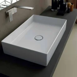 Lavabo in ceramica da appoggio design moderno Sun 60x37, made in Italy