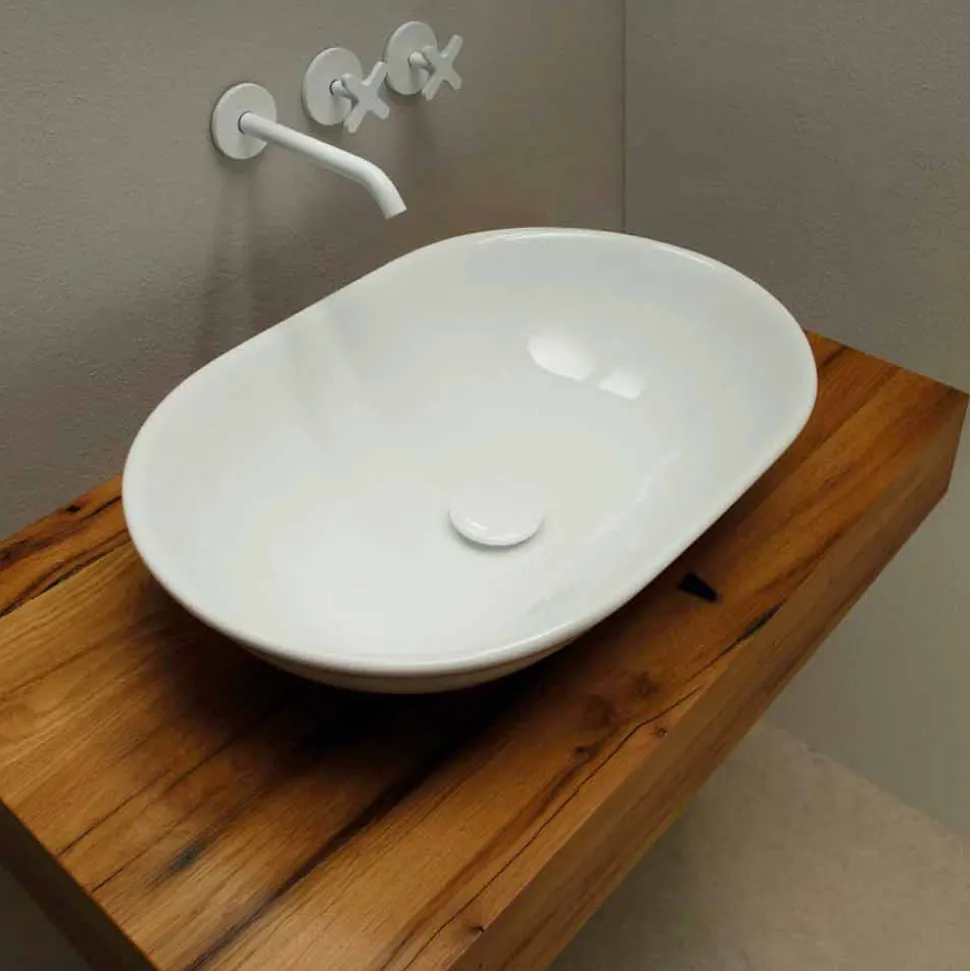 Lavabo in ceramica di design moderno da appoggio made in Italy