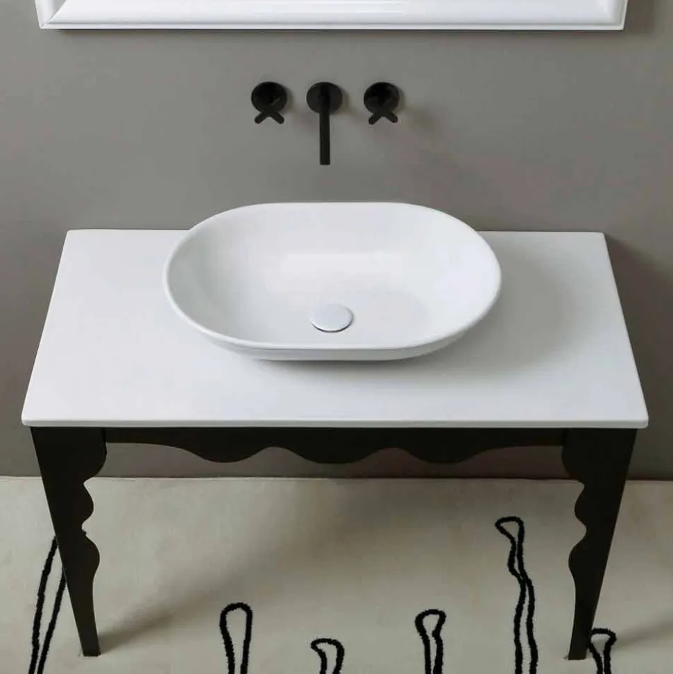 Lavabo in ceramica di design moderno da appoggio made in Italy