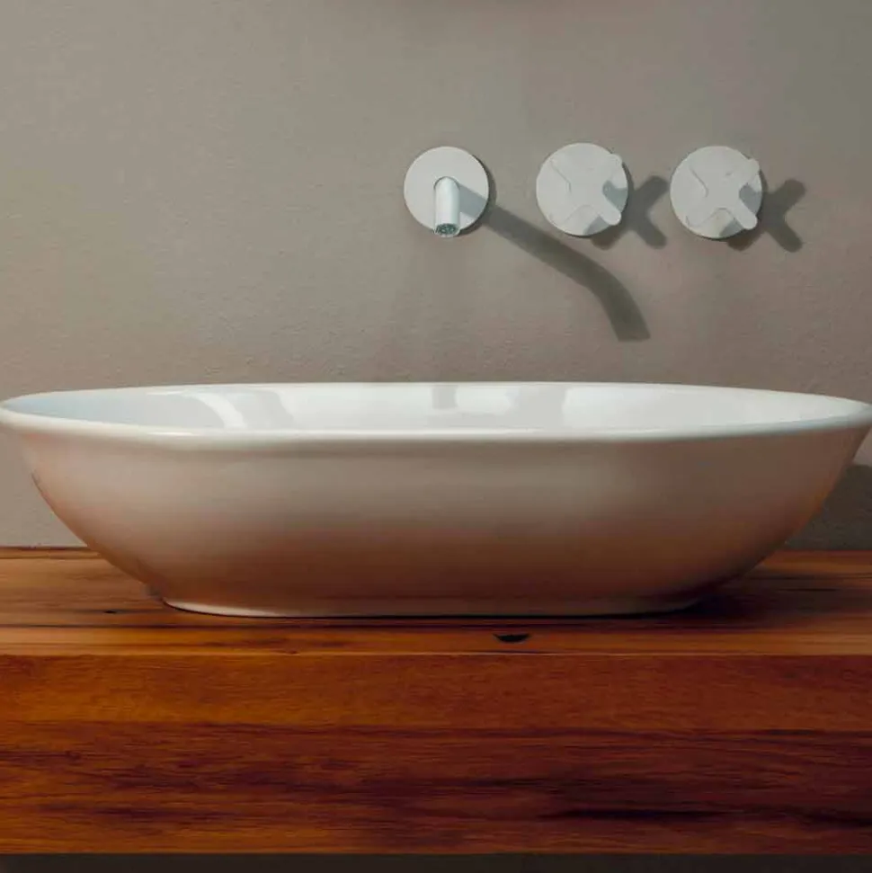Lavabo in ceramica di design moderno da appoggio made in Italy