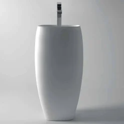 Lavabo in ceramica freestanding design moderno Gaiola, made in Italy