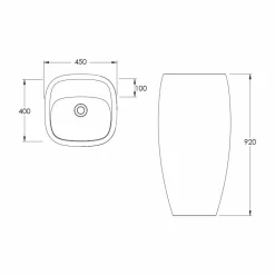 Lavabo in ceramica freestanding design moderno Gaiola, made in Italy