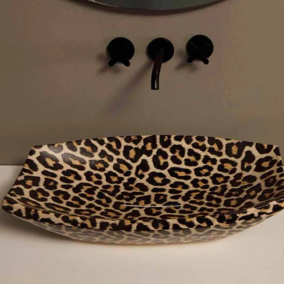 Lavabo in ceramica ghepardo da appoggio di design made in Italy Laura