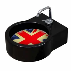 Lavabo in ceramica nero da appoggio/sospensione fatto in Italia Tor