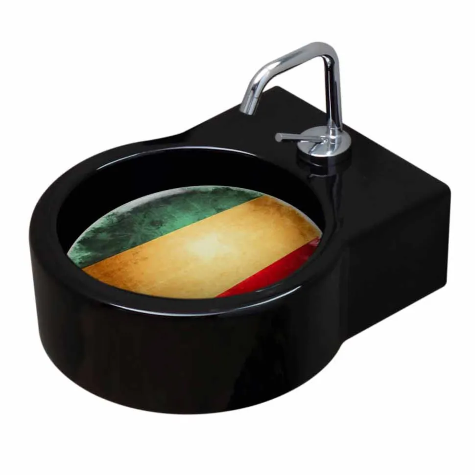 Lavabo in ceramica nero da appoggio/sospensione fatto in Italia Tor